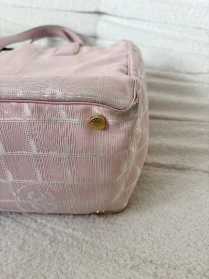 CHANEL PINK TRAVEL LINE NYLON TOTE BAG