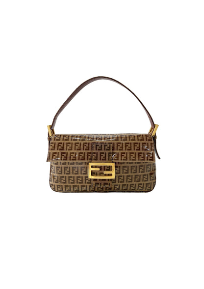 FENDI ZUCCHINO PATENT BAGUETTE SHOULDER BAG