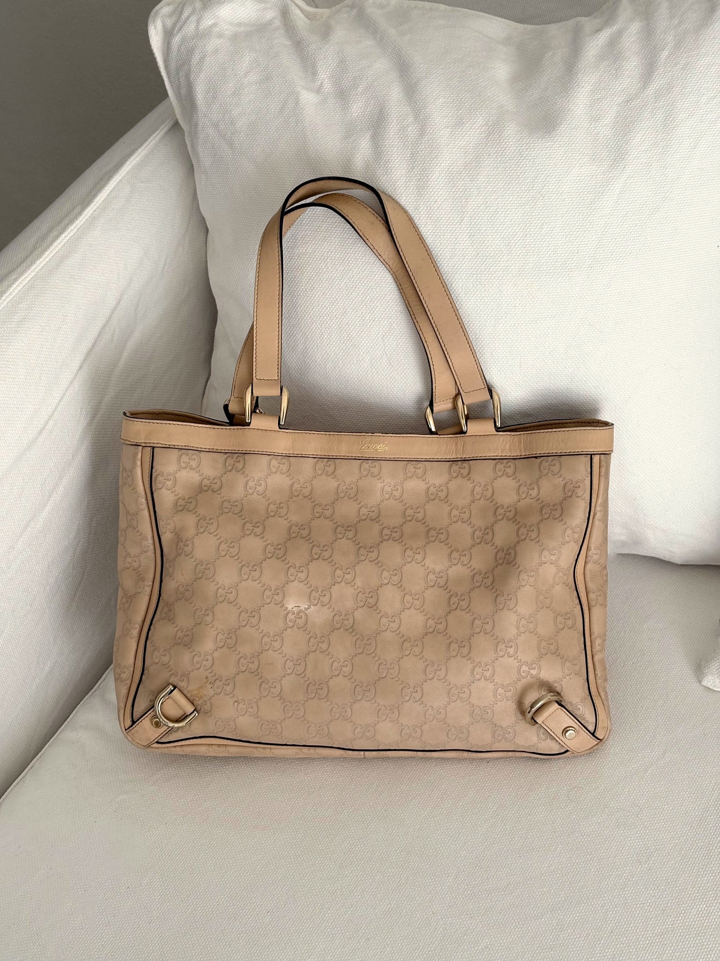 GUCCI PINK LEATHER GUCCISSIMA ABBEY D RING BAG