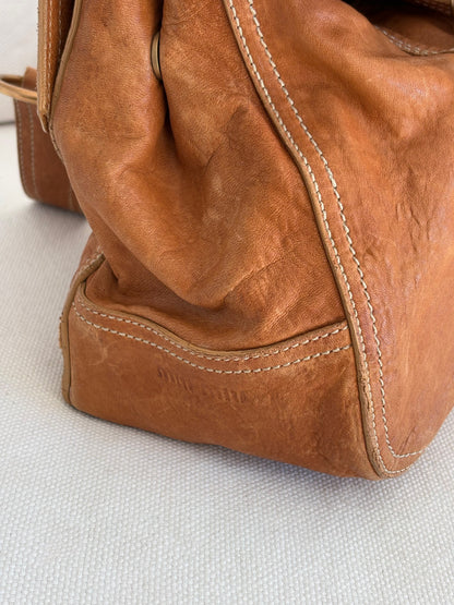 ARCHIVE CAMEL LEATHER LOCK SHOULDER BAG