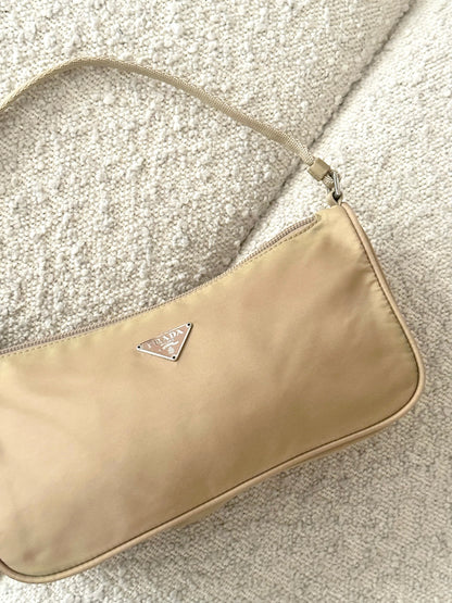PRADA BEIGE NYLON MINI SHOULDER BAG