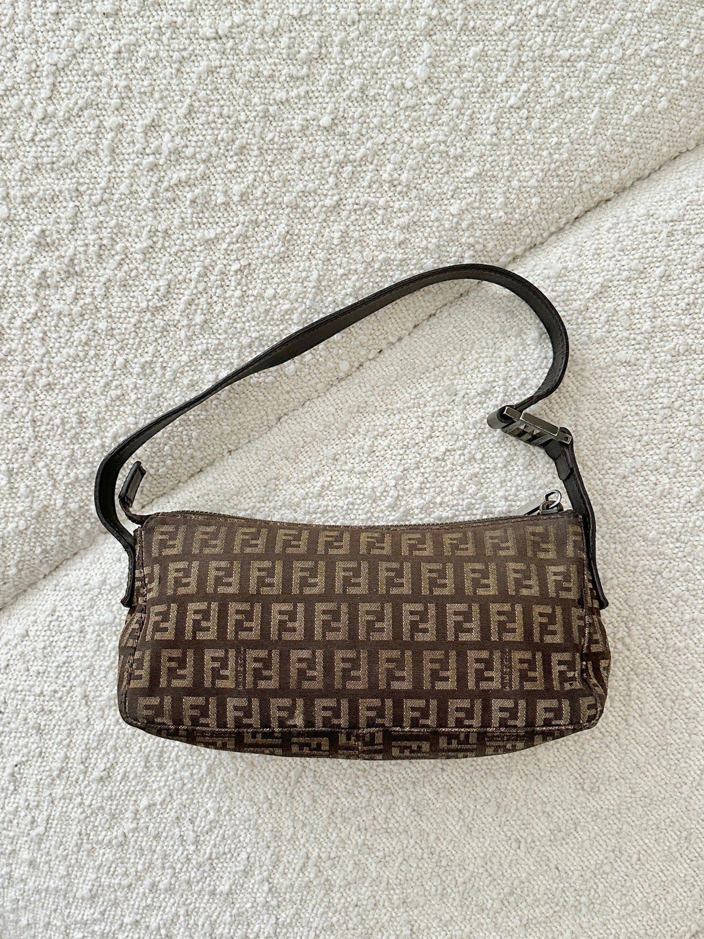 FENDI BROWN ZUCCA MONOGRAM POCHETTE