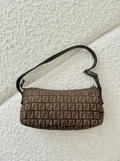FENDI BROWN ZUCCA MONOGRAM POCHETTE