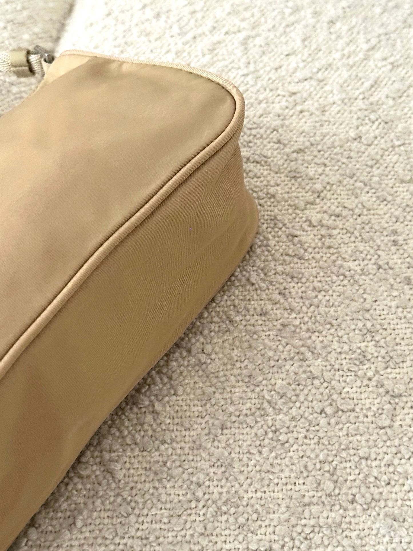 PRADA BEIGE NYLON MINI SHOULDER BAG