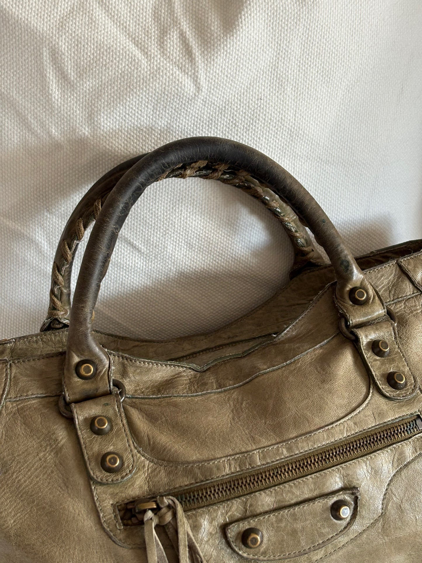 BALENCIAGA KHAKI LE CITY TOTE BAG