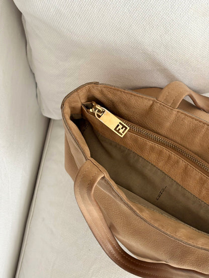 FENDI BORSA CHAIN LEATHER TOTE BAG