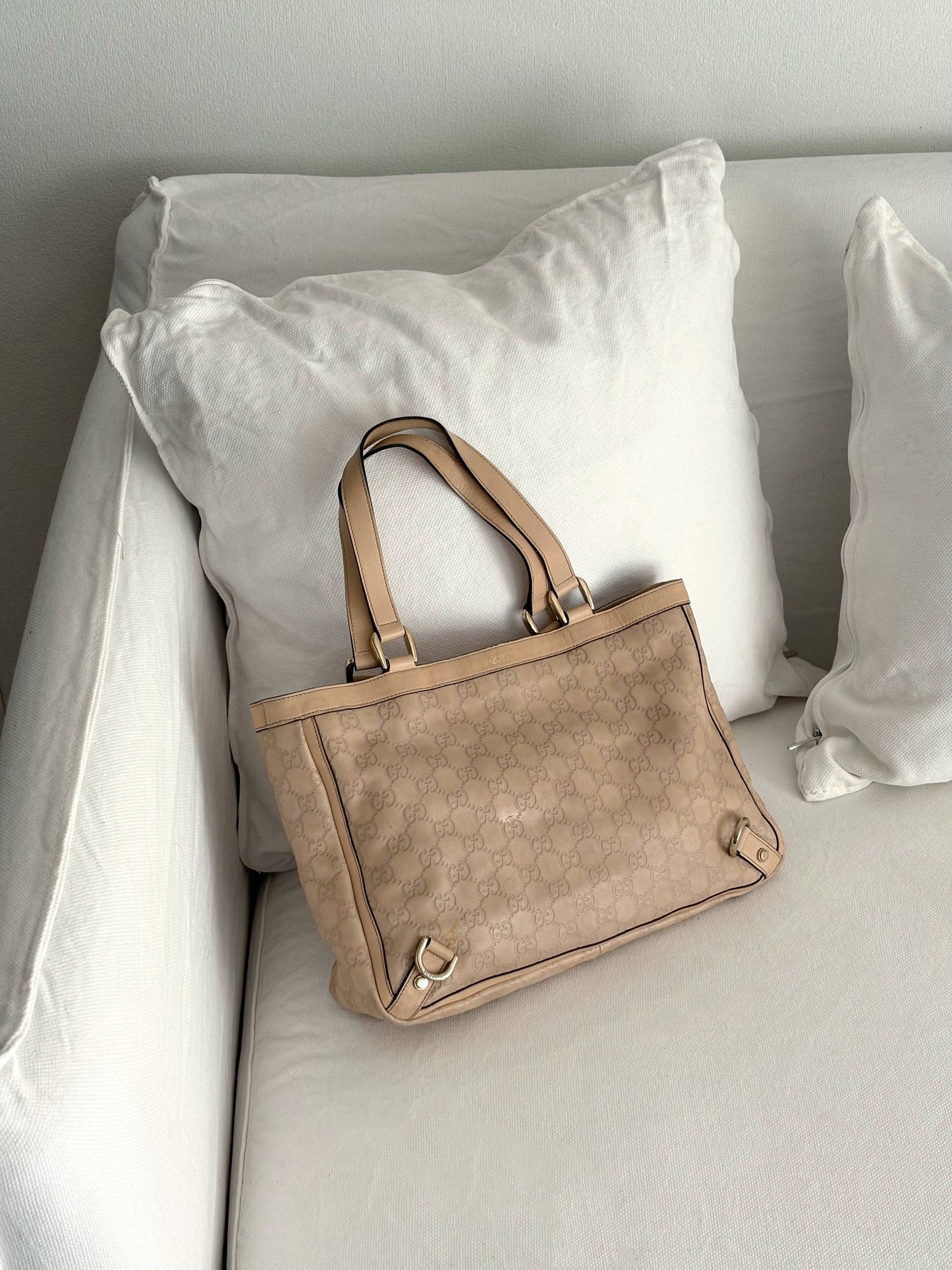 GUCCI PINK LEATHER GUCCISSIMA ABBEY D RING BAG