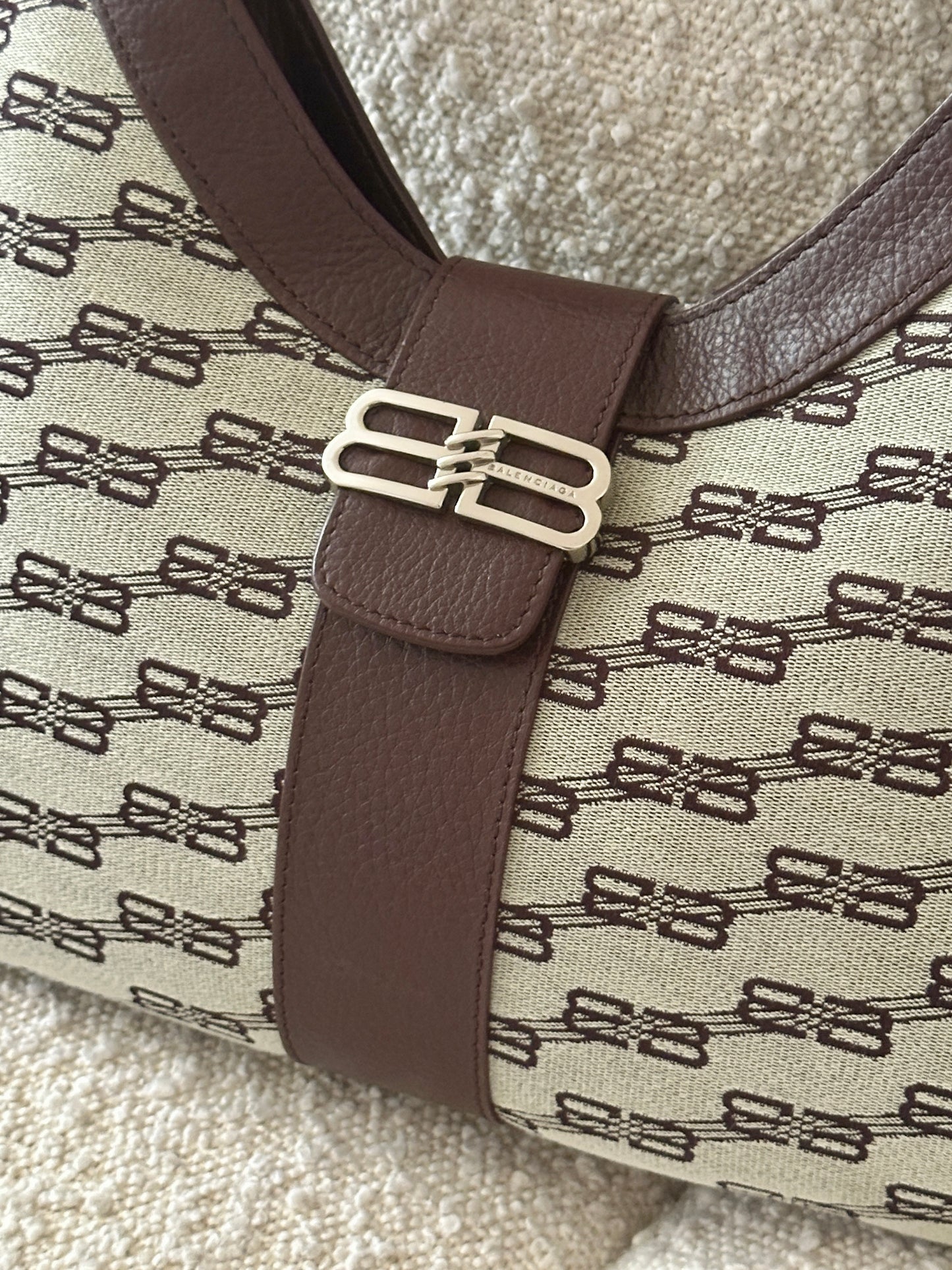 BALENCIAGA BB MONOGRAM HOBO SHOULDER BAG