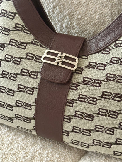 BALENCIAGA BB MONOGRAM HOBO SHOULDER BAG