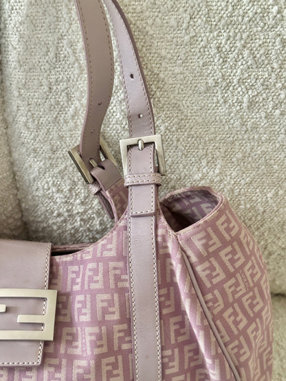 FENDI LILAC ZUCCHINO CANVAS SHOULDER BAG