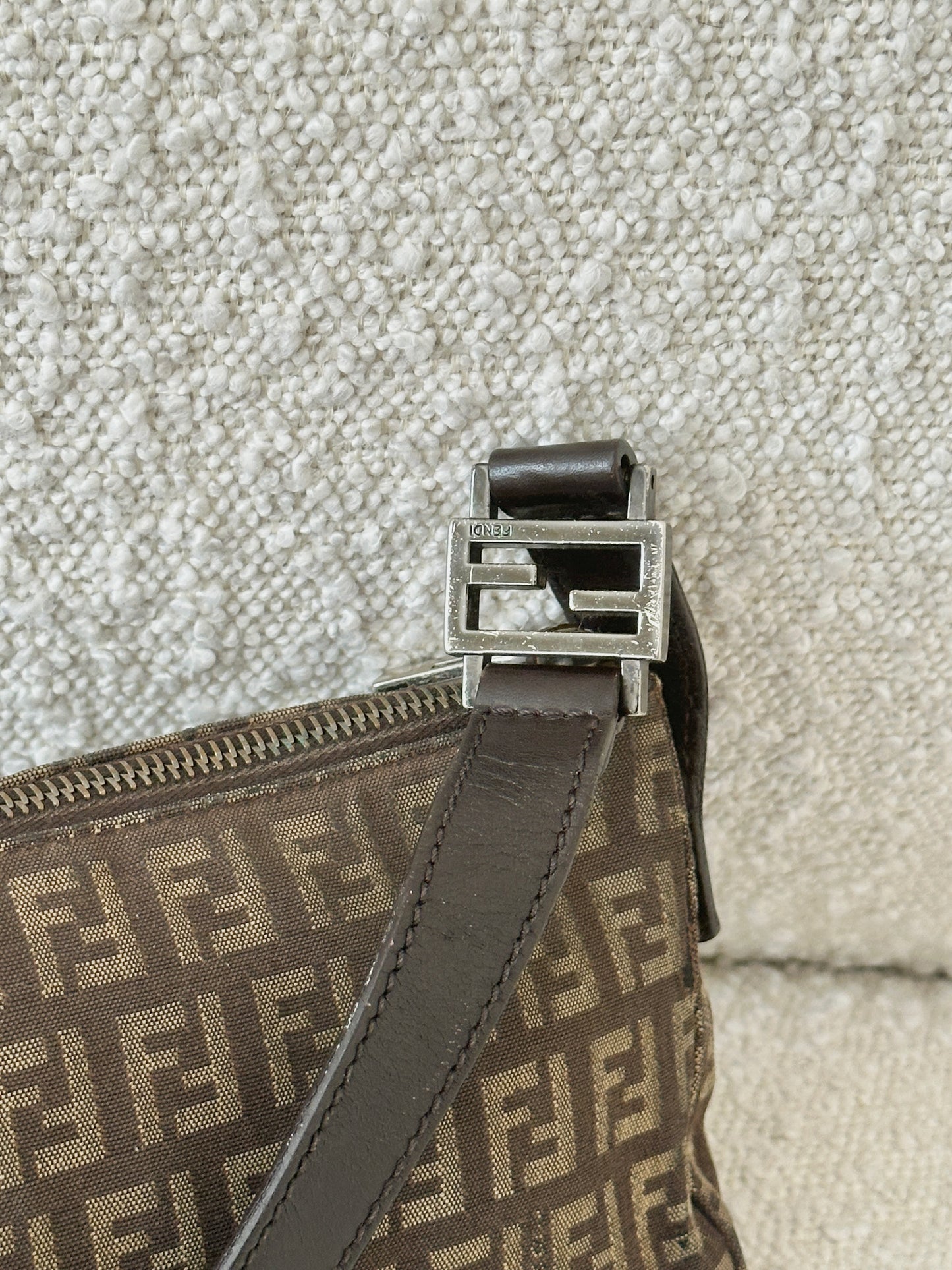 FENDI BROWN ZUCCA MONOGRAM POCHETTE