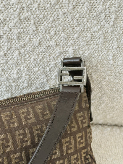 FENDI BROWN ZUCCA MONOGRAM POCHETTE