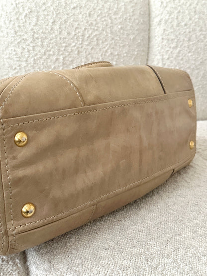 PRADA BEIGE VITELLO LEATHER TOTE BAG