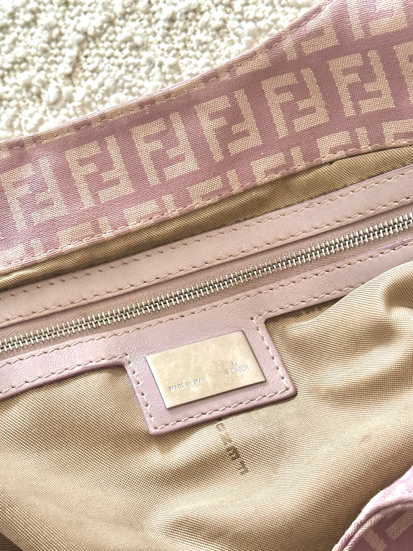 FENDI LILAC ZUCCHINO CANVAS SHOULDER BAG