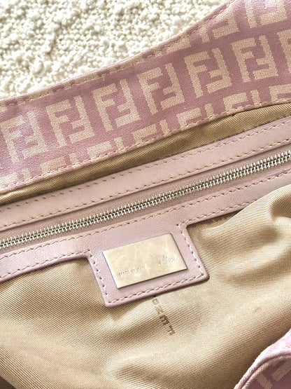 FENDI LILAC ZUCCHINO CANVAS SHOULDER BAG