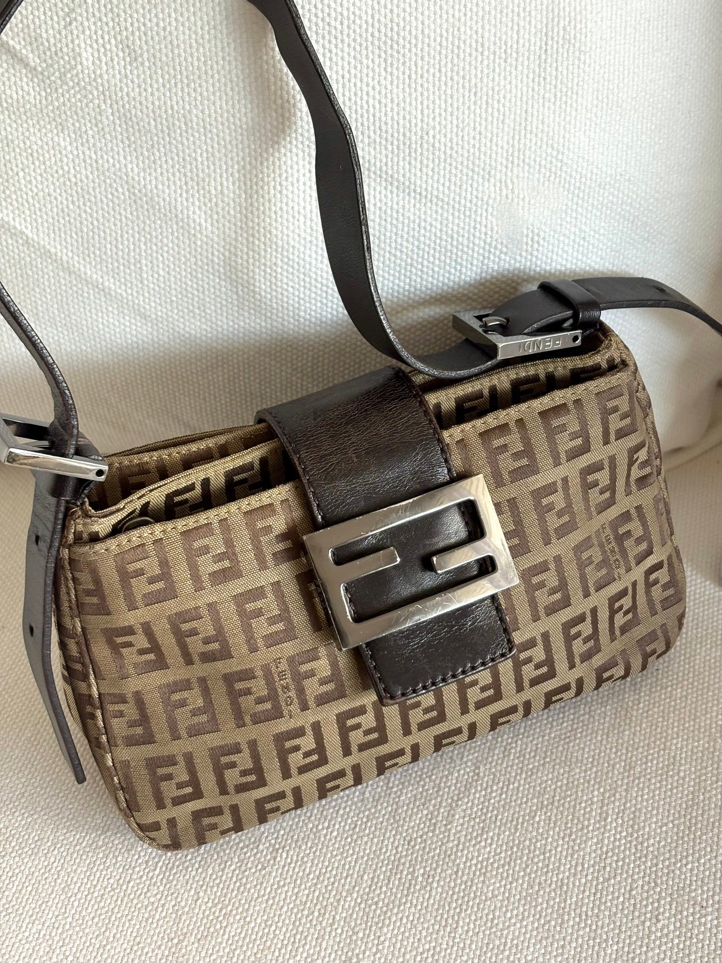 FENDI ZUCCA MINI MAMMA BAGUETTE SHOULDER BAG