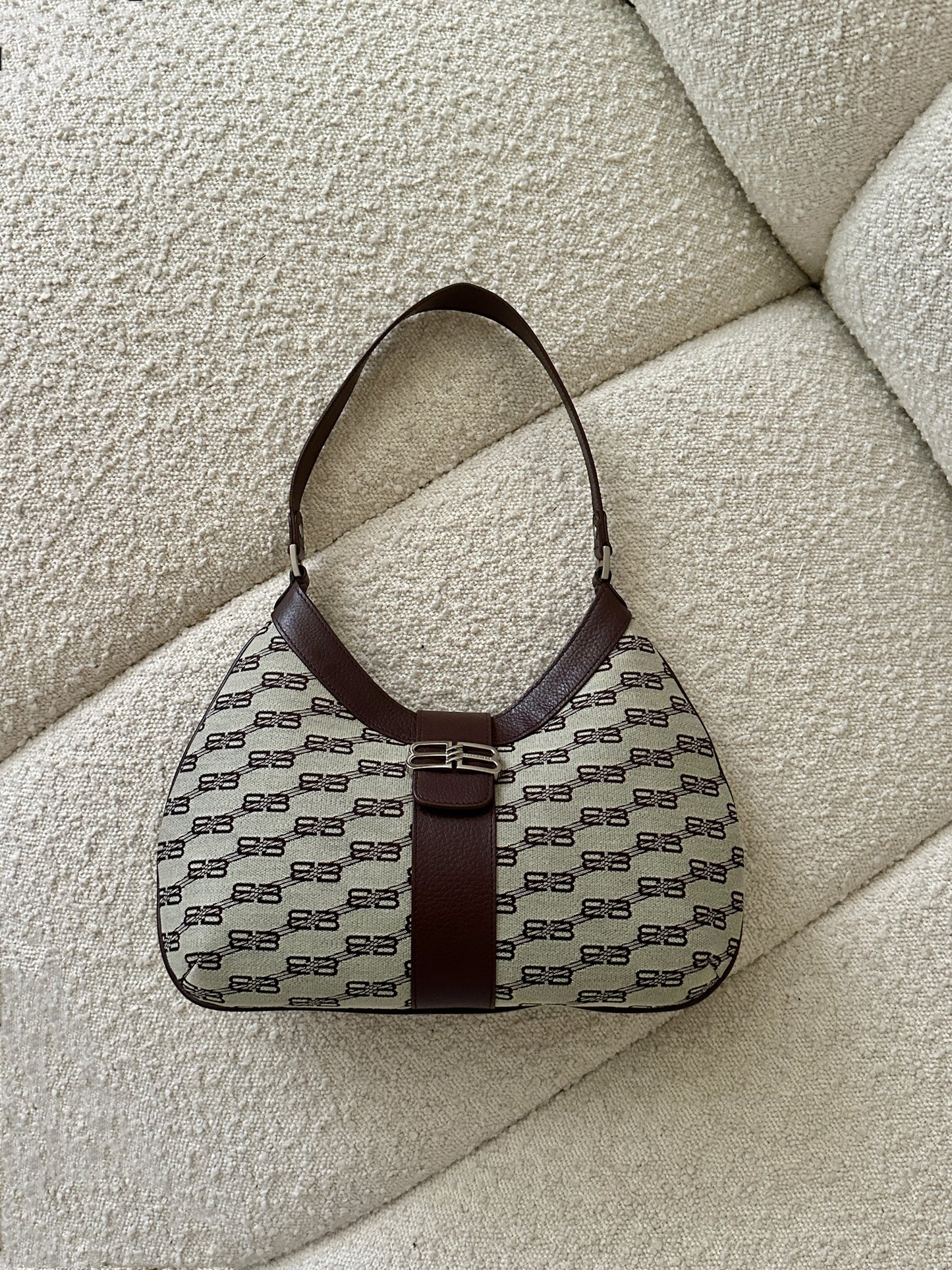 BALENCIAGA BB MONOGRAM HOBO SHOULDER BAG