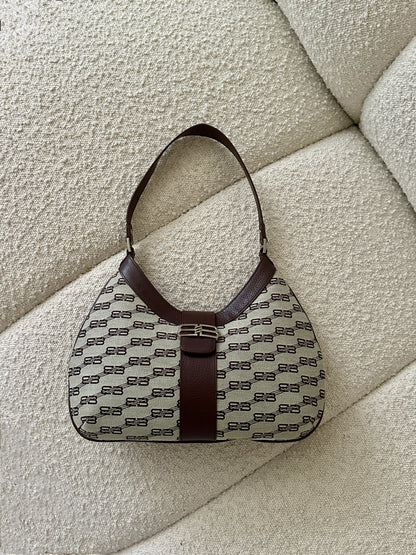 BALENCIAGA BB MONOGRAM HOBO SHOULDER BAG