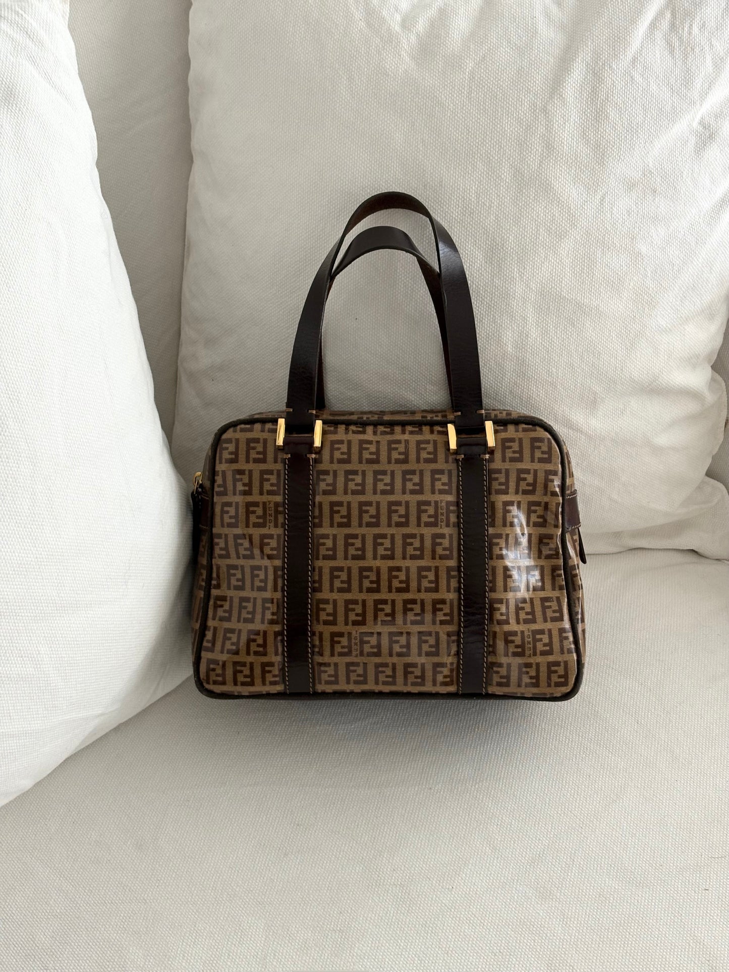 FENDI ZUCCHINO PATENT TOP HANDLE BAG