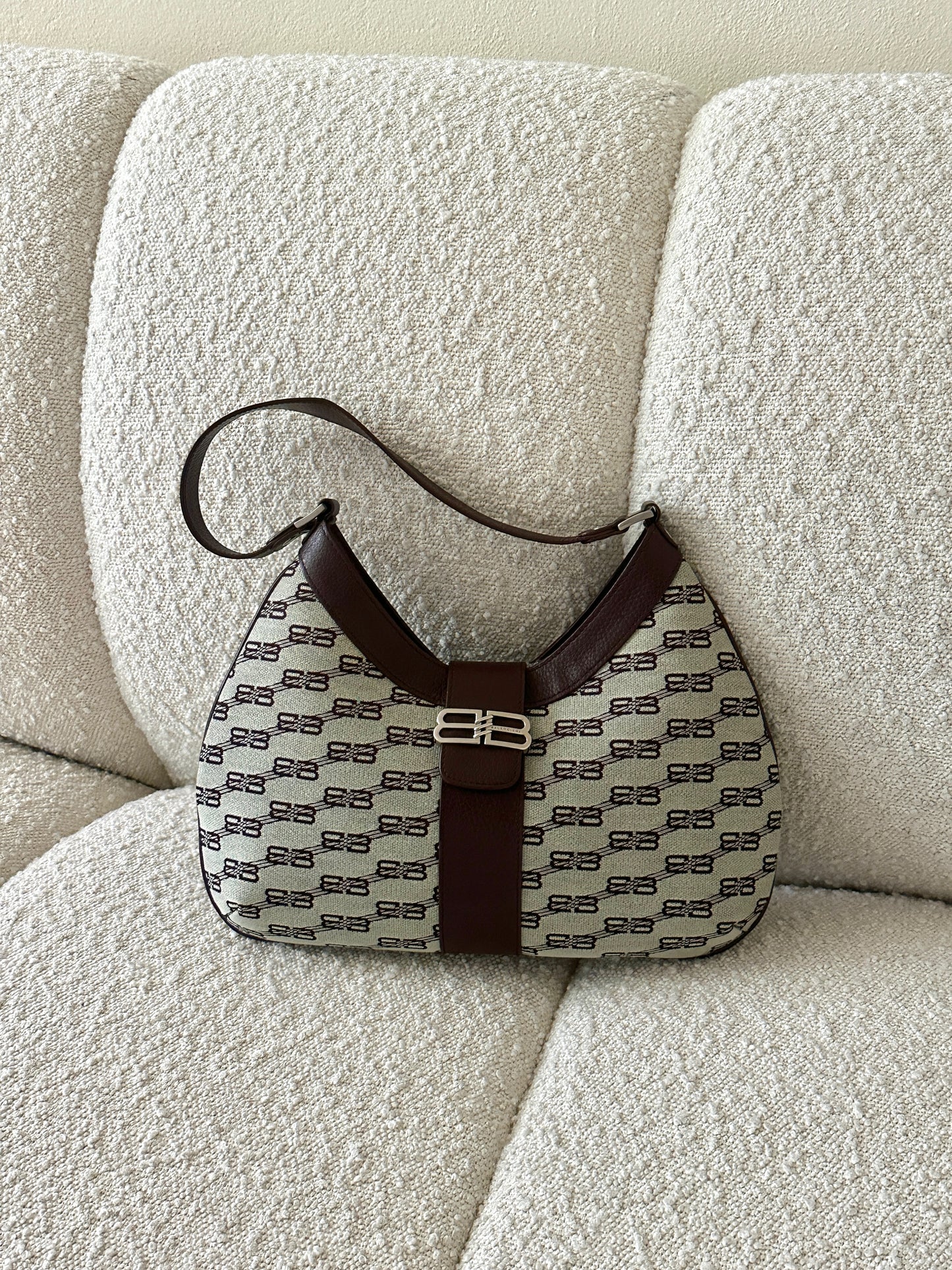 BALENCIAGA BB MONOGRAM HOBO SHOULDER BAG