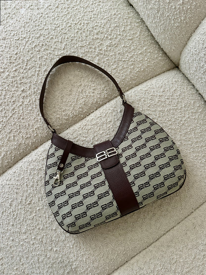 BALENCIAGA BB MONOGRAM HOBO SHOULDER BAG