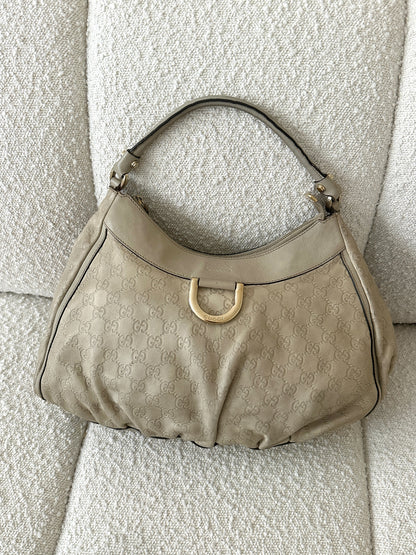 GUCCI BEIGE GUCCISSIMA ABBEY D RING BAG