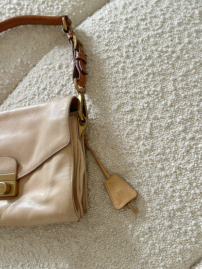 PRADA SOUND LOCK LEATHER SHOULDER BAG