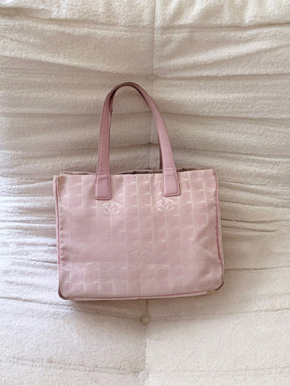 CHANEL PINK TRAVEL LINE NYLON TOTE BAG