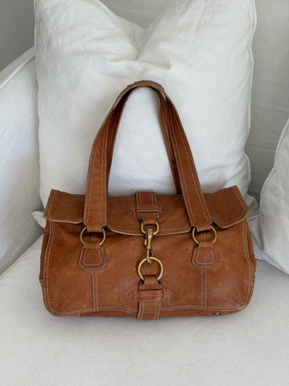 ARCHIVE CAMEL LEATHER LOCK SHOULDER BAG