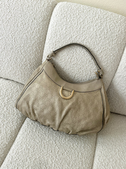 GUCCI BEIGE GUCCISSIMA ABBEY D RING BAG