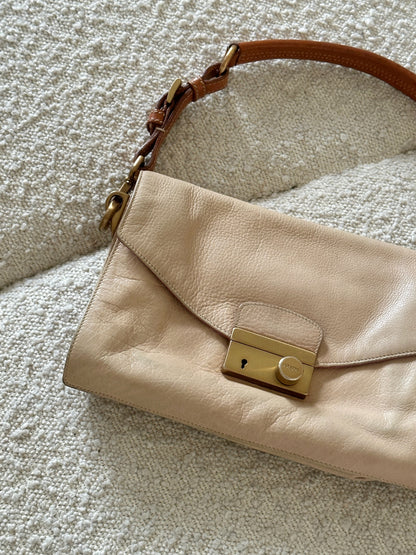 PRADA SOUND LOCK LEATHER SHOULDER BAG