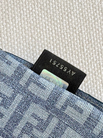 FENDI ZUCCA BLUE CANVAS FLAP WALLET