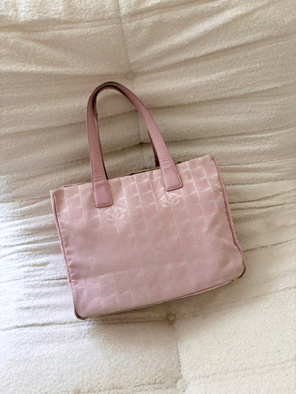 CHANEL PINK TRAVEL LINE NYLON TOTE BAG
