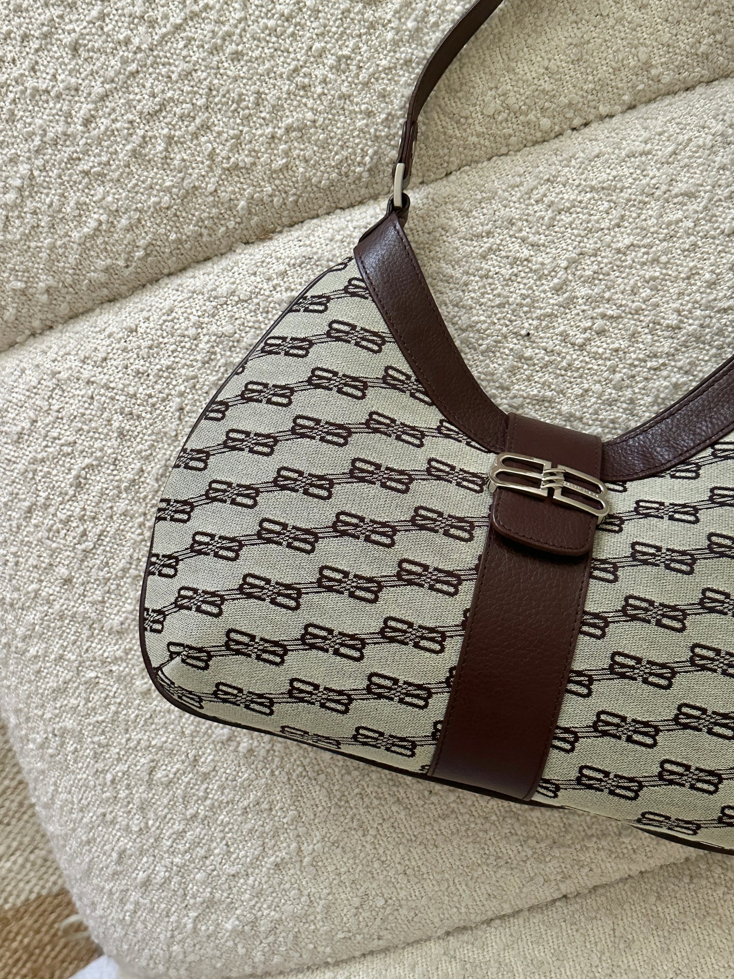 BALENCIAGA BB MONOGRAM HOBO SHOULDER BAG
