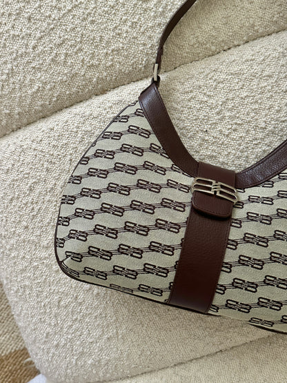 BALENCIAGA BB MONOGRAM HOBO SHOULDER BAG