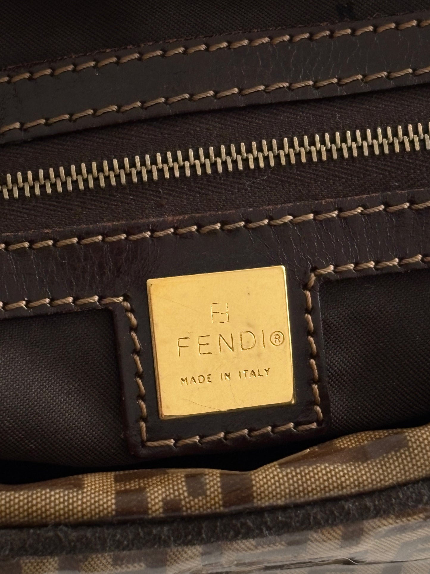 FENDI ZUCCHINO PATENT TOP HANDLE BAG