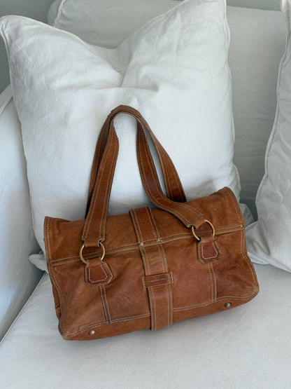 ARCHIVE CAMEL LEATHER LOCK SHOULDER BAG