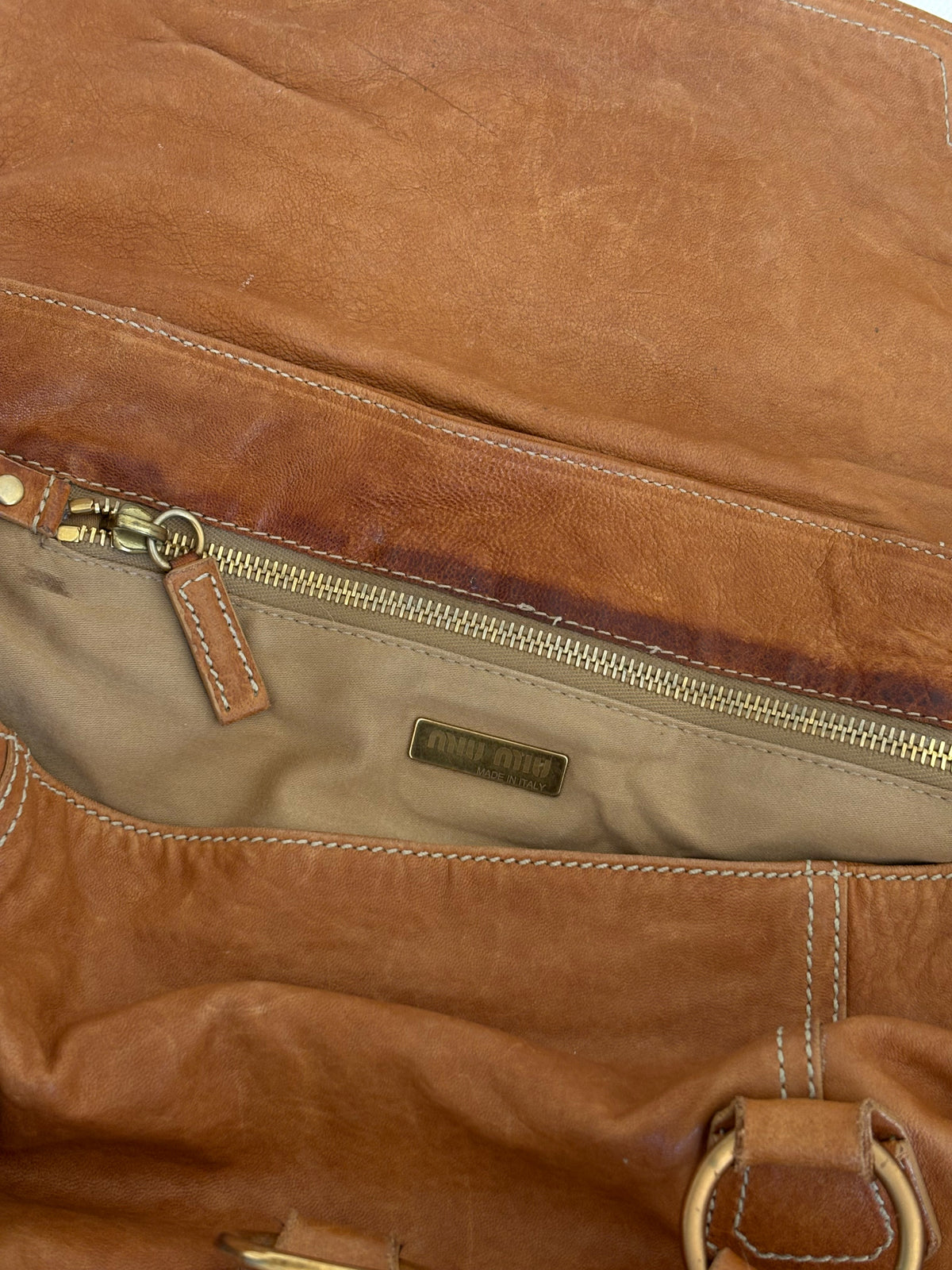 ARCHIVE CAMEL LEATHER LOCK SHOULDER BAG