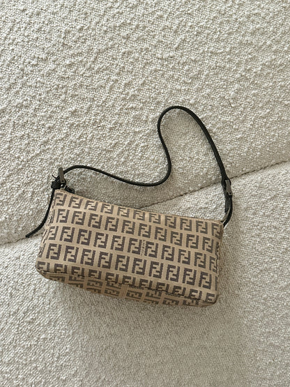 FENDI BEIGE ZUCCA MONOGRAM POCHETTE