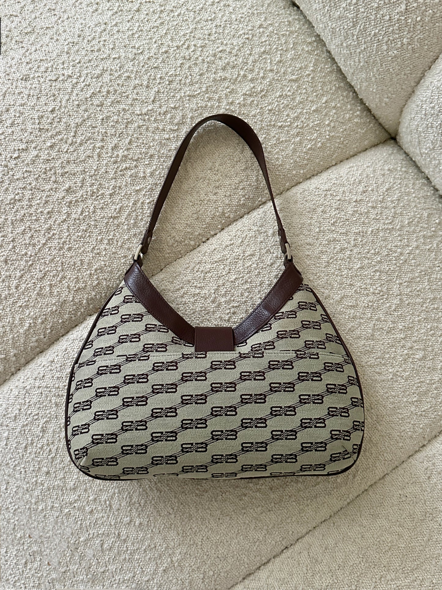 BALENCIAGA BB MONOGRAM HOBO SHOULDER BAG