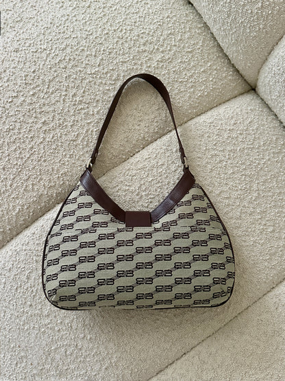 BALENCIAGA BB MONOGRAM HOBO SHOULDER BAG