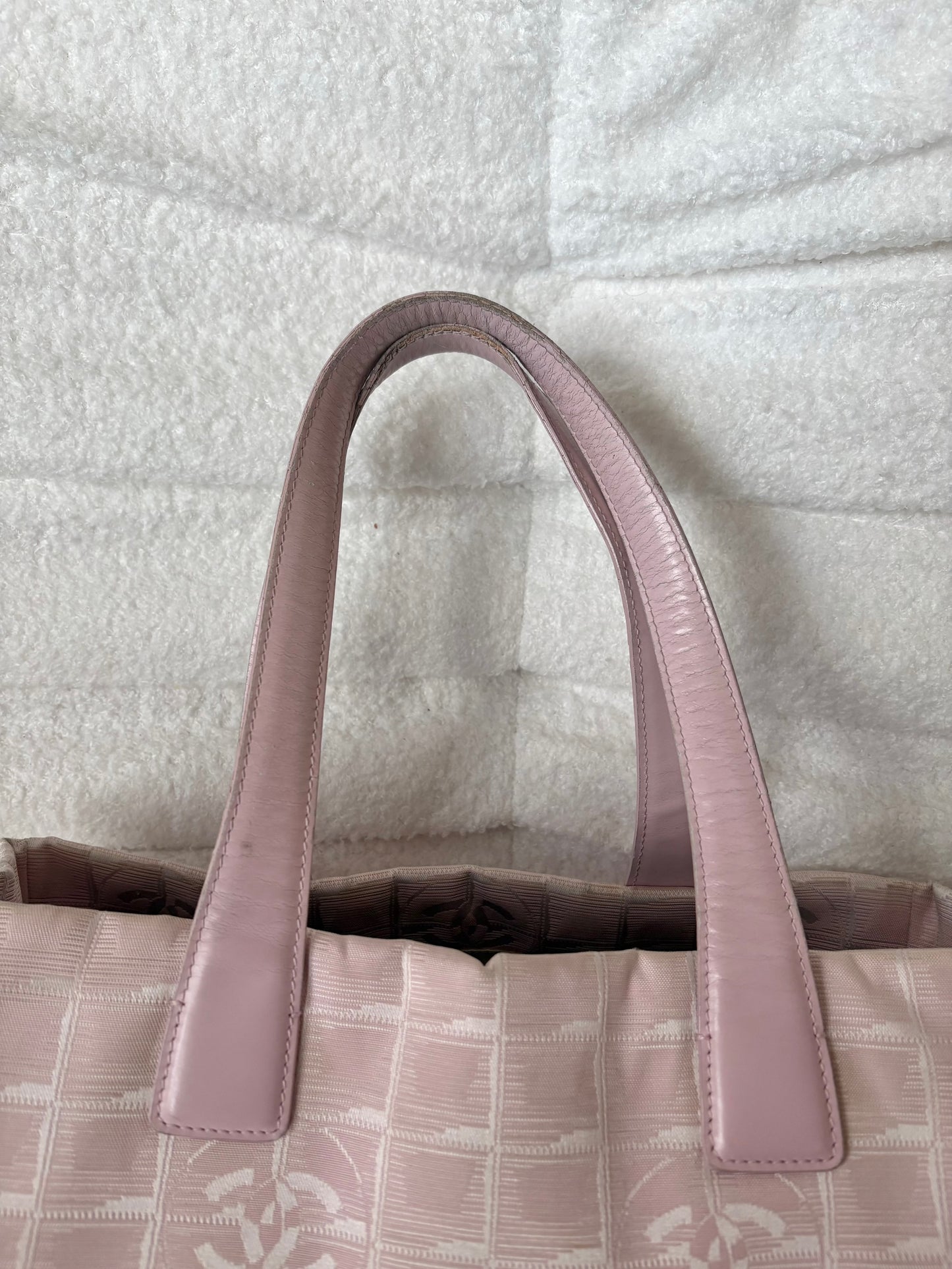 CHANEL PINK TRAVEL LINE NYLON TOTE BAG