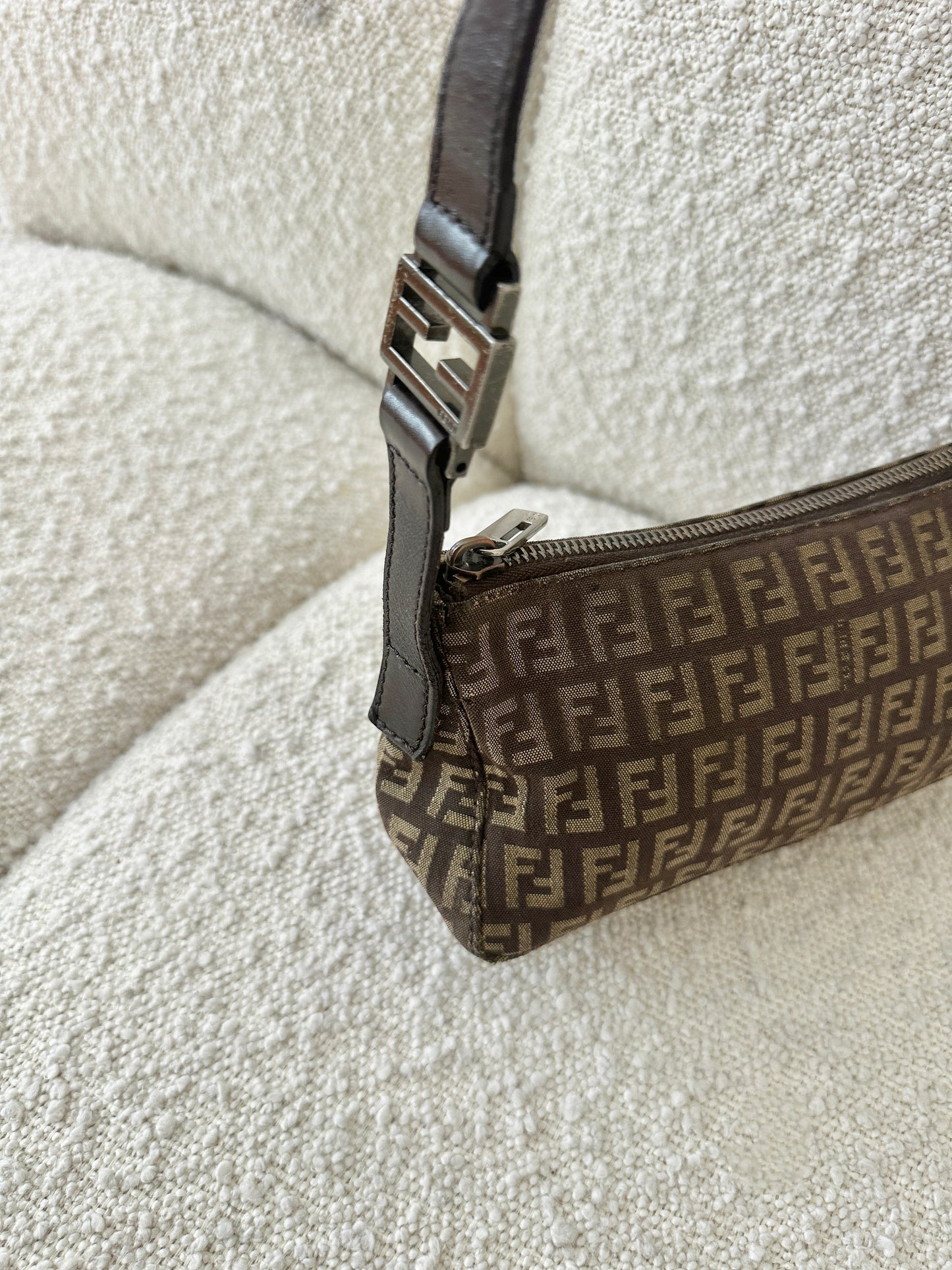 FENDI BROWN ZUCCA MONOGRAM POCHETTE