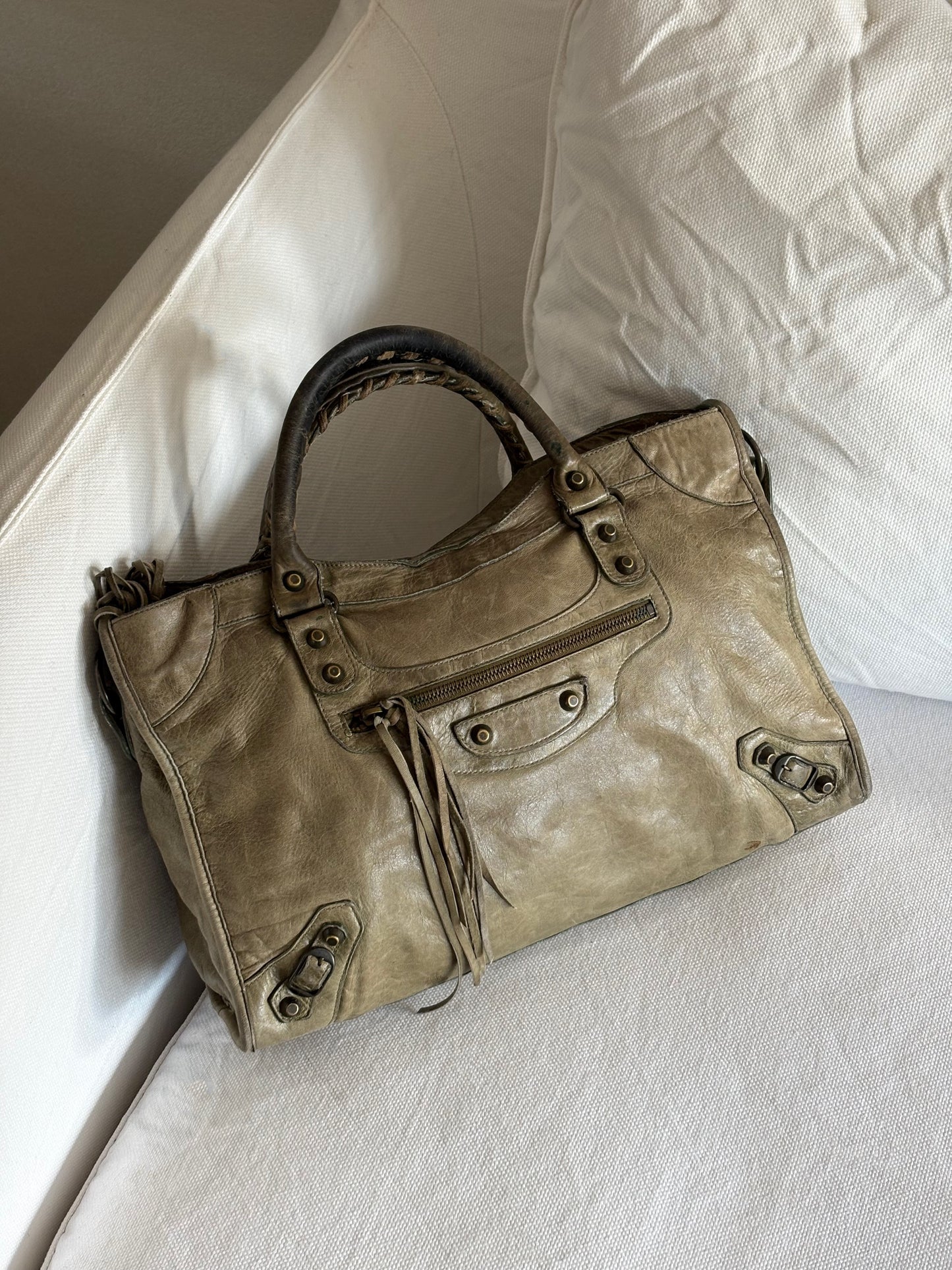 BALENCIAGA KHAKI LE CITY TOTE BAG