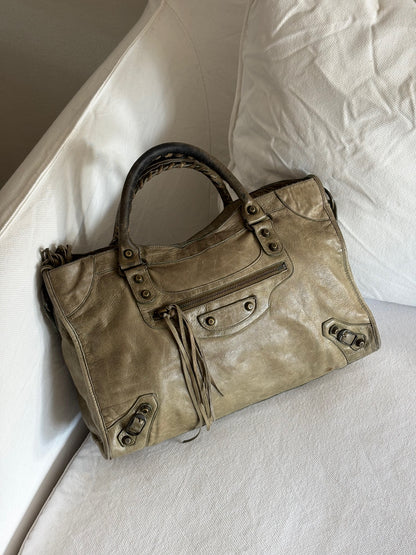 BALENCIAGA KHAKI LE CITY TOTE BAG