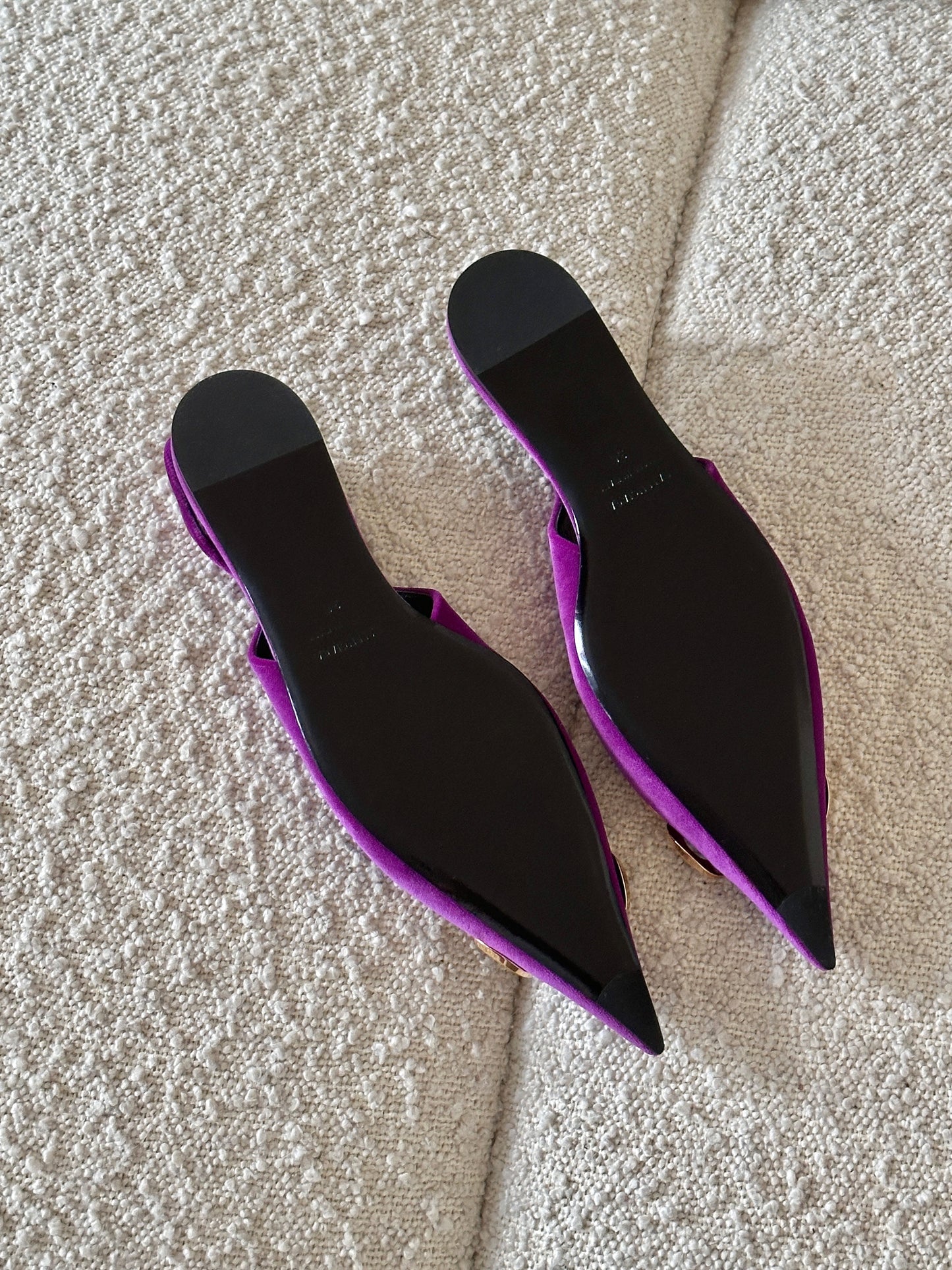 BALENCIAGA BB KNIFE VELVET SLINGBACK FLATS