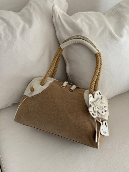 MIU MIU ARCHIVE FLOWER LEATHER SHOULDER BAG