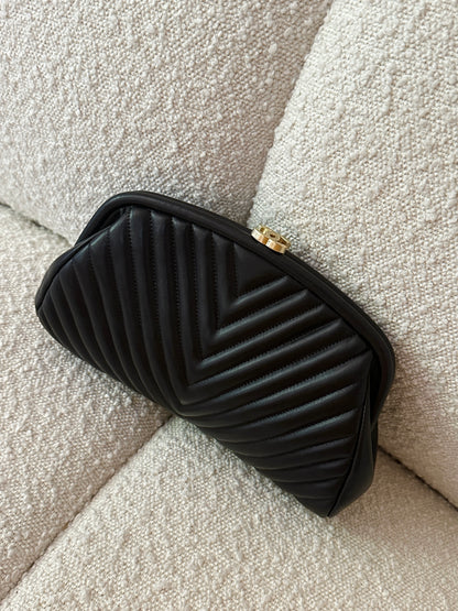 CHANEL LAMBSKIN CHEVRON QUILTED CLUTCH