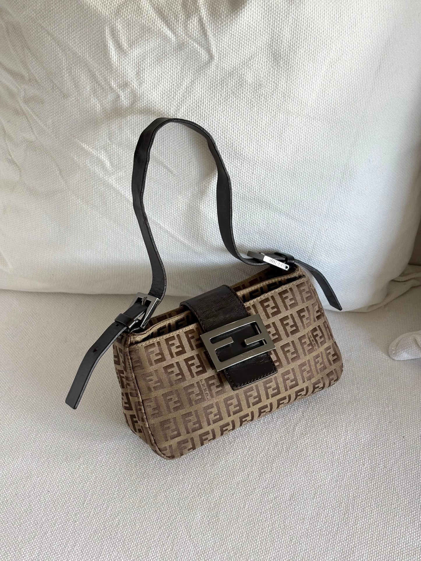 FENDI ZUCCA MINI MAMMA BAGUETTE SHOULDER BAG