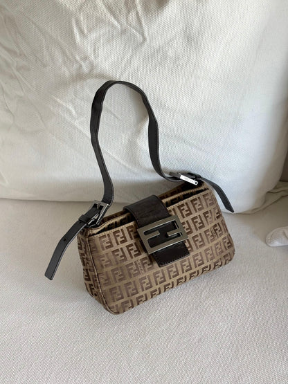 FENDI ZUCCA MINI MAMMA BAGUETTE SHOULDER BAG